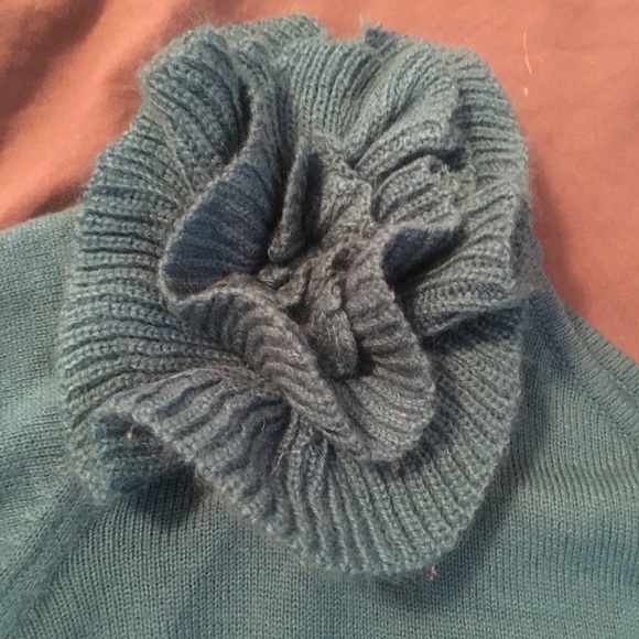 One shoulder teal/turquoise sweater - Picture 2 of 4